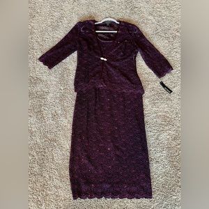 R & M Richards Purple Sequined Formal Dress size 10